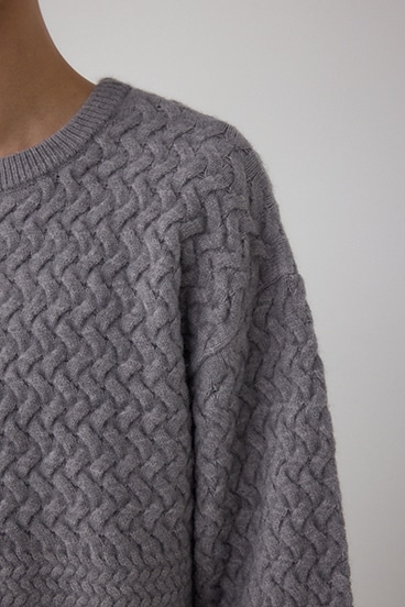 バスケット編み切り替えニットトップス 詳細画像