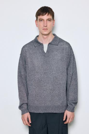 【SS先行アイテム】リネンミックススキッパーポロシャツ 詳細画像