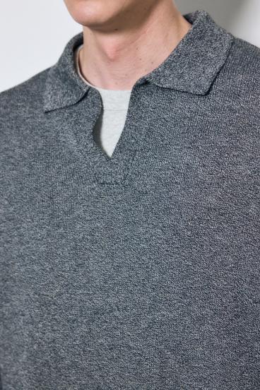 【SS先行アイテム】リネンミックススキッパーポロシャツ 詳細画像