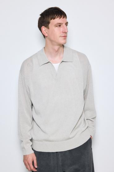 【SS先行アイテム】リネンミックススキッパーポロシャツ 詳細画像