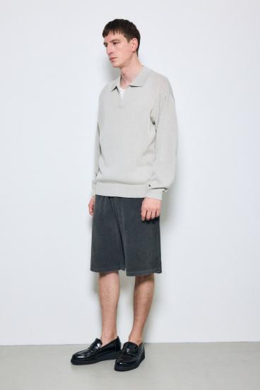 【SS先行アイテム】リネンミックススキッパーポロシャツ 詳細画像