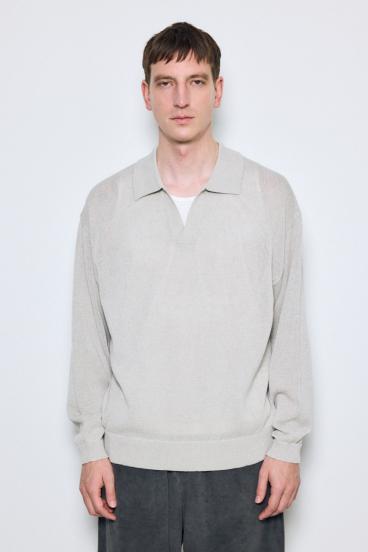 【SS先行アイテム】リネンミックススキッパーポロシャツ 詳細画像