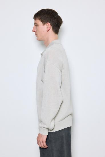 【SS先行アイテム】リネンミックススキッパーポロシャツ 詳細画像