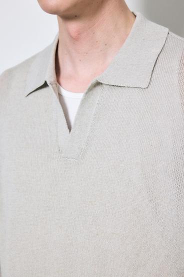 【SS先行アイテム】リネンミックススキッパーポロシャツ 詳細画像