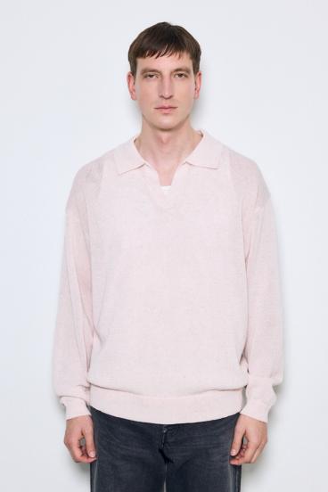 【SS先行アイテム】リネンミックススキッパーポロシャツ 詳細画像