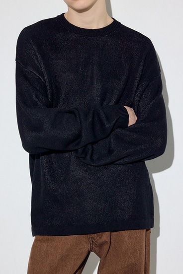 【SS先行アイテム】裏配色リネンミックスニットトップス 詳細画像