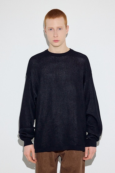 【SS先行アイテム】裏配色リネンミックスニットトップス 詳細画像