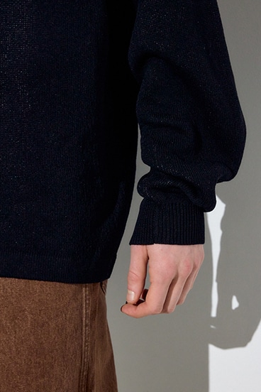 【SS先行アイテム】裏配色リネンミックスニットトップス 詳細画像