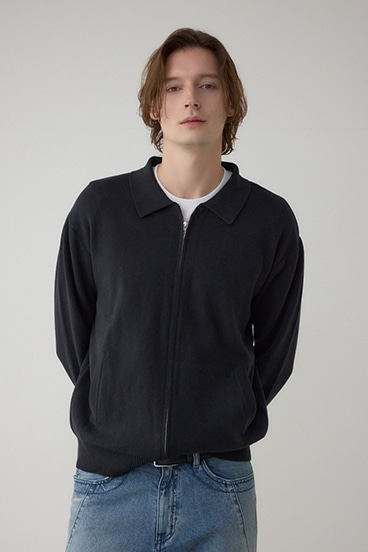 ジップアップ襟付きニットカーディガン 詳細画像