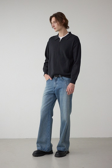 ジップアップ襟付きニットカーディガン 詳細画像