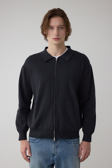 ジップアップ襟付きニットカーディガン 詳細画像