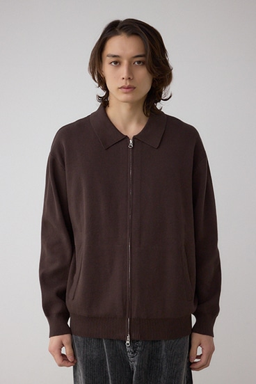 ジップアップ襟付きニットカーディガン 詳細画像