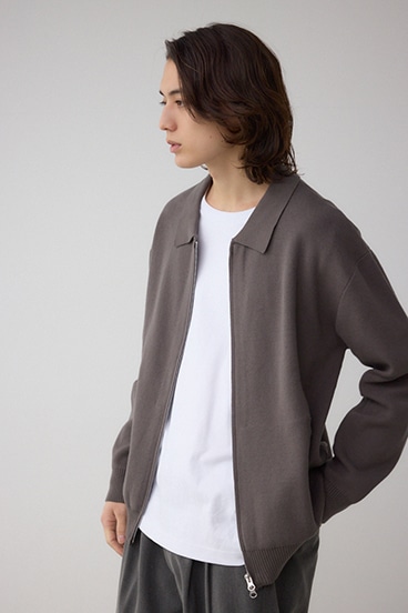 ジップアップ襟付きニットカーディガン 詳細画像