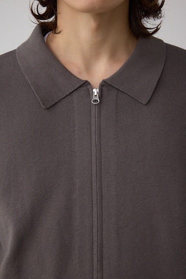 ジップアップ襟付きニットカーディガン 詳細画像