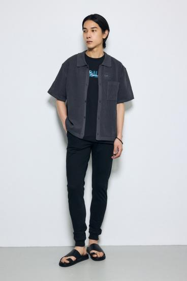 編地切替ニットシャツ 詳細画像