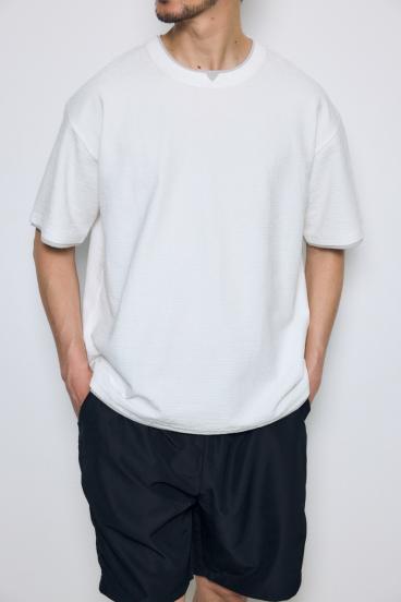 デジタルボーダーフェイクレイヤードトップス