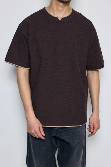 デジタルボーダーフェイクレイヤードトップス