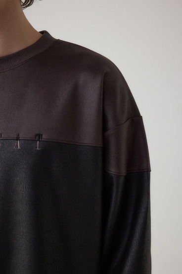 フェイクスエード切り替えトップス 詳細画像