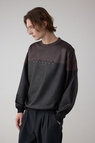 フェイクスエード切り替えトップス