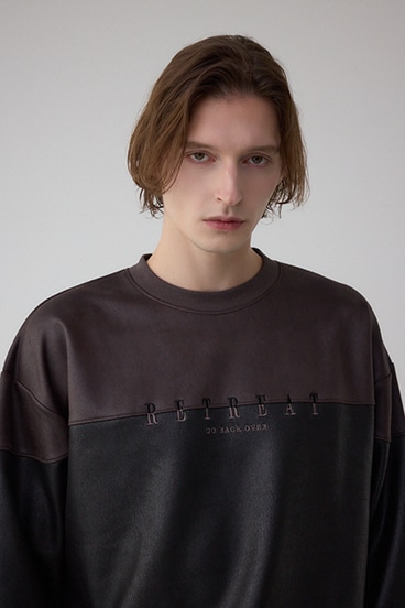 フェイクスエード切り替えトップス 詳細画像