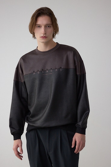 フェイクスエード切り替えトップス 詳細画像