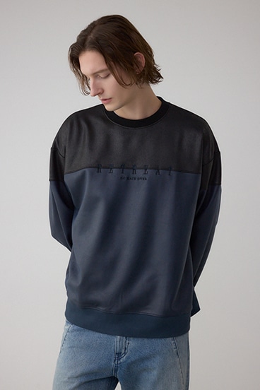 フェイクスエード切り替えトップス