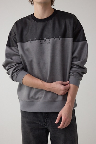 フェイクスエード切り替えトップス