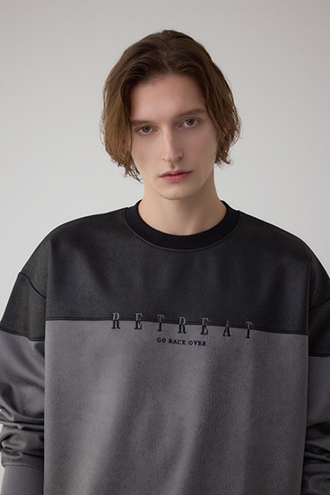 フェイクスエード切り替えトップス