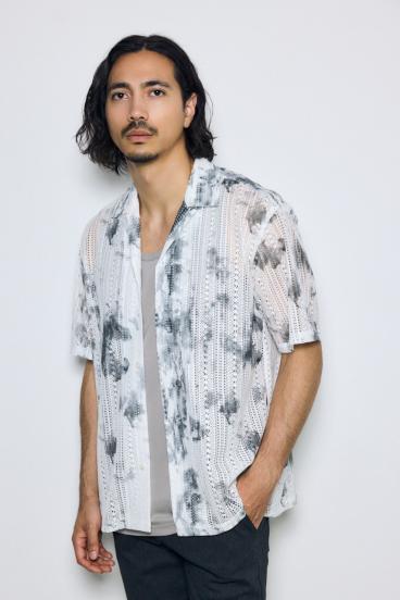 タイダイ柄メッシュシャツ