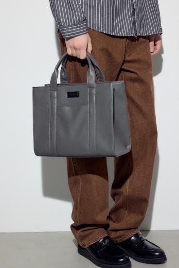 合皮スクエアミドルバッグ