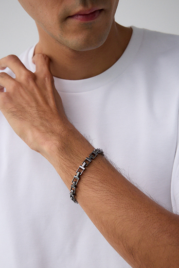 スクエアブロックチェーンブレスレット