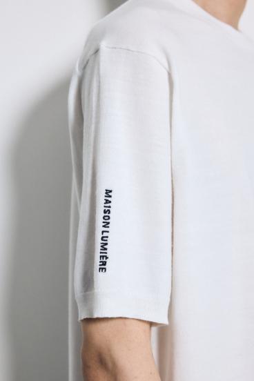 バック刺繍半袖ニットトップス 詳細画像