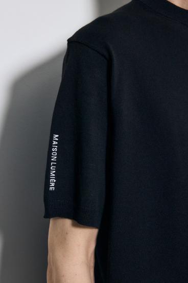 バック刺繍半袖ニットトップス 詳細画像