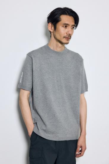 バック刺繍半袖ニットトップス