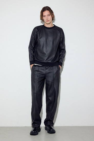 フェイクレザーラインパンツ 詳細画像