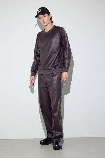 フェイクレザーラインパンツ 詳細画像