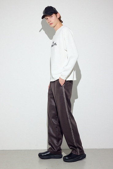 フェイクレザーラインパンツ 詳細画像