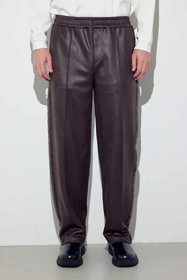 フェイクレザーラインパンツ 詳細画像