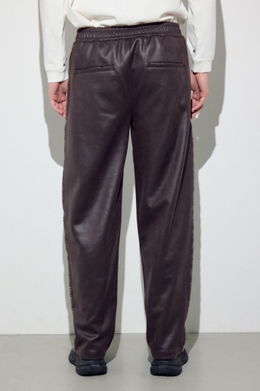 フェイクレザーラインパンツ 詳細画像
