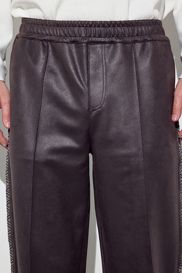 フェイクレザーラインパンツ 詳細画像