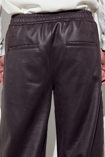 フェイクレザーラインパンツ 詳細画像