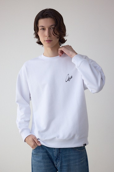 筆記体バックプリント裏毛トップス