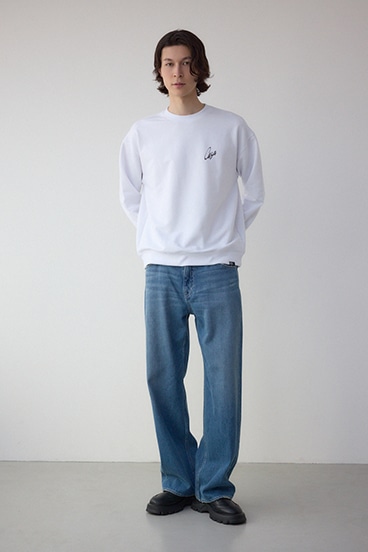 筆記体バックプリント裏毛トップス 詳細画像