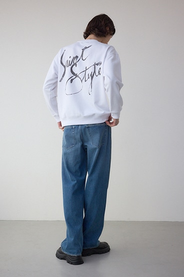 筆記体バックプリント裏毛トップス 詳細画像