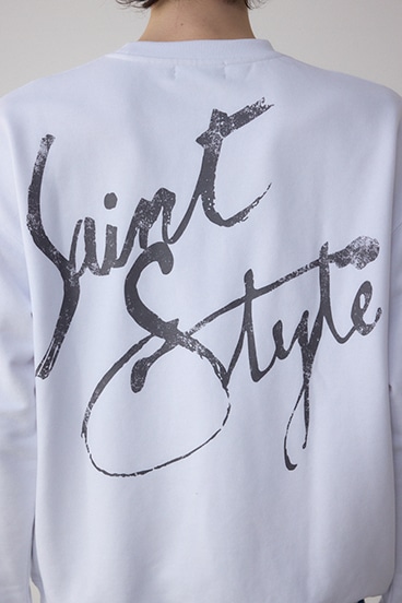 筆記体バックプリント裏毛トップス 詳細画像