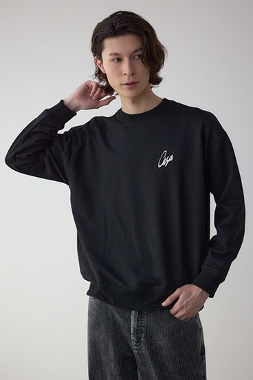 筆記体バックプリント裏毛トップス 詳細画像