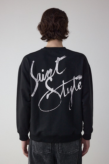 筆記体バックプリント裏毛トップス 詳細画像