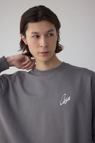 筆記体バックプリント裏毛トップス