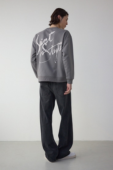 筆記体バックプリント裏毛トップス 詳細画像