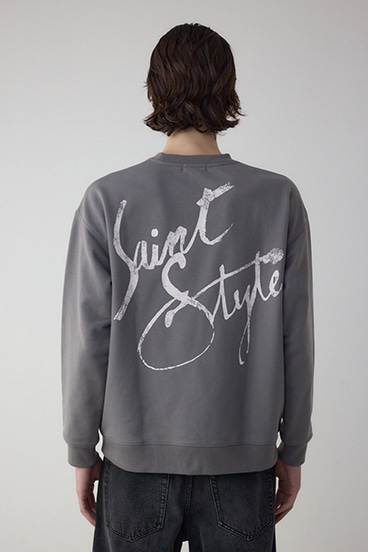 筆記体バックプリント裏毛トップス 詳細画像